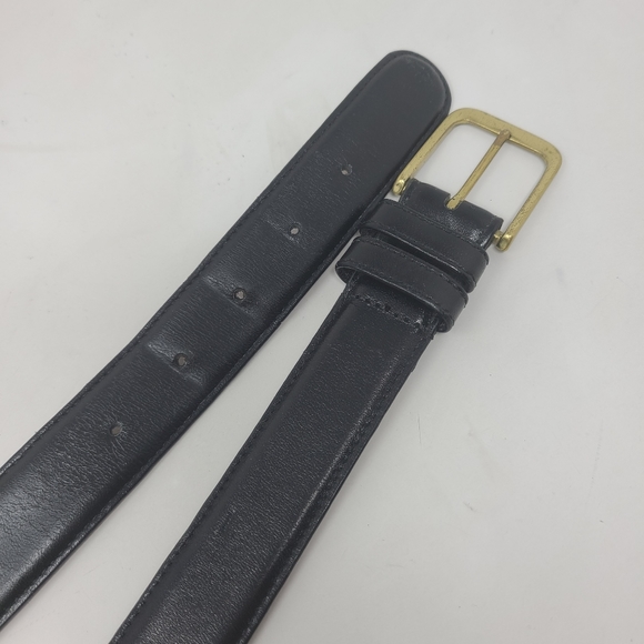 COACH Men's Black Burnished Leather Belt Gold Bras - Picture 2 of 5